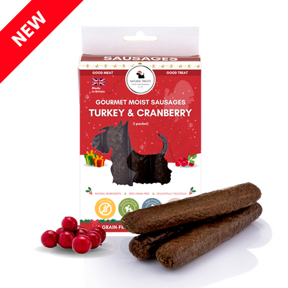 Gourmet Moist Sausages - Turkey and Cranberry (1 pack, 10 packs and 30 packs)
